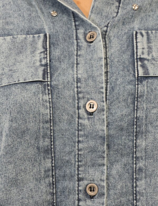 Yes Zee - Camicia in jeans con tasche applicate - Donna - World Fashion