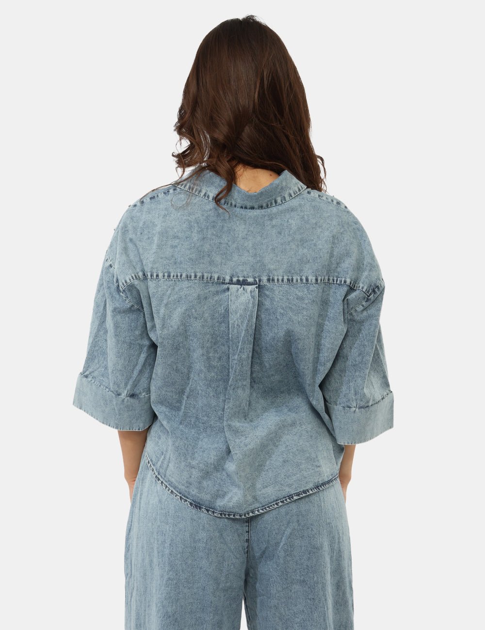 Yes Zee - Camicia in jeans con tasche applicate - Donna - World Fashion