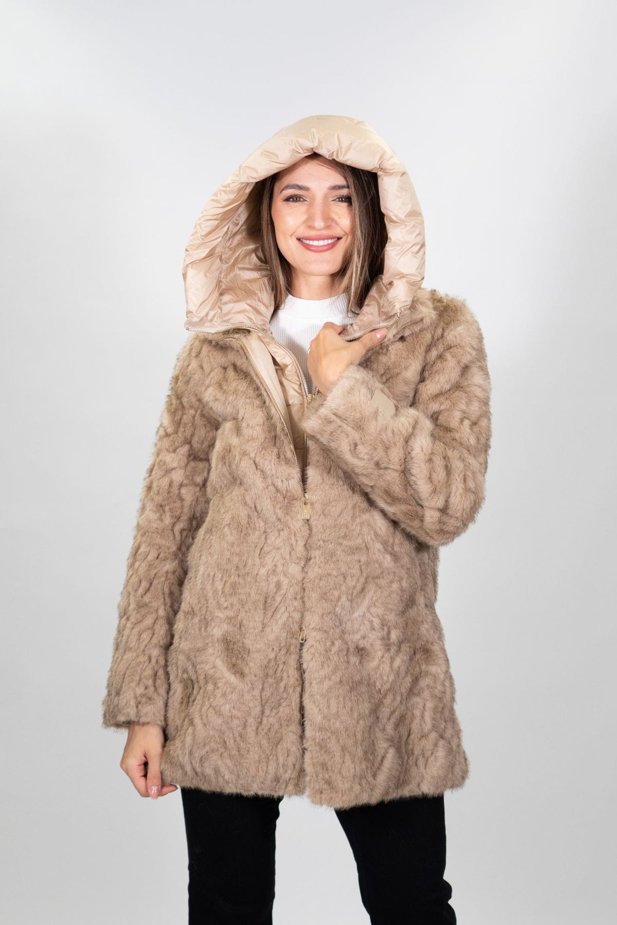 Yes Zee - Cappotto in tessuto effetto peluche - Donna - World Fashion