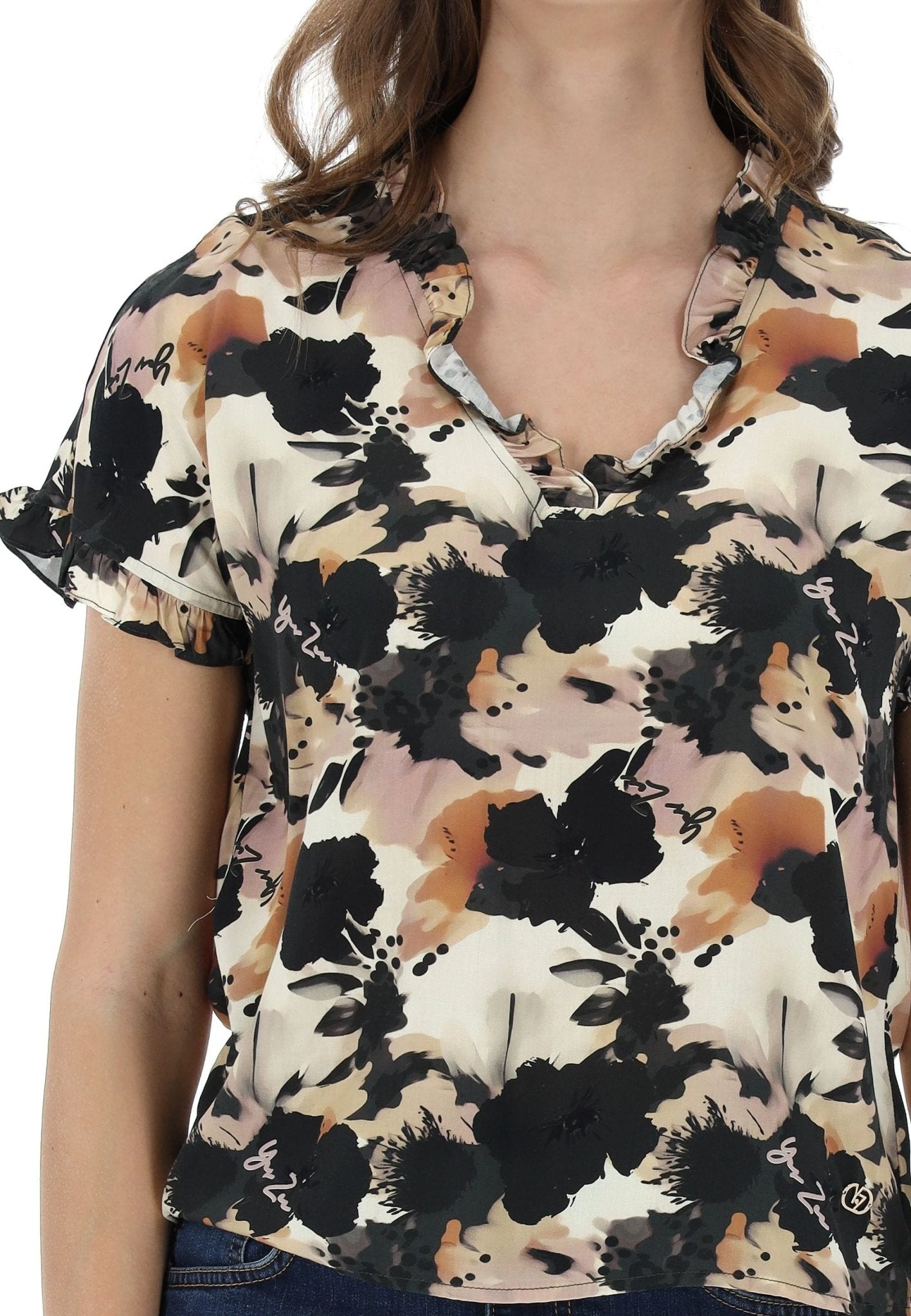 Yes Zee - Casacca Scollo A V In Viscosa Stampata - Donna - World Fashion