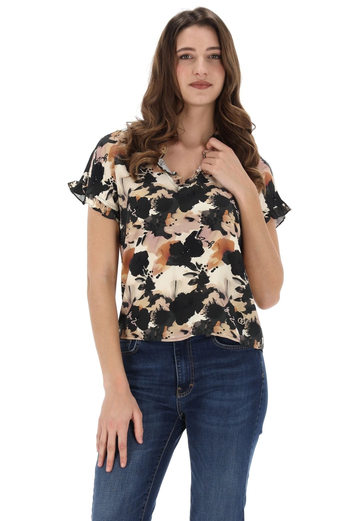 Yes Zee - Casacca Scollo A V In Viscosa Stampata - Donna - World Fashion