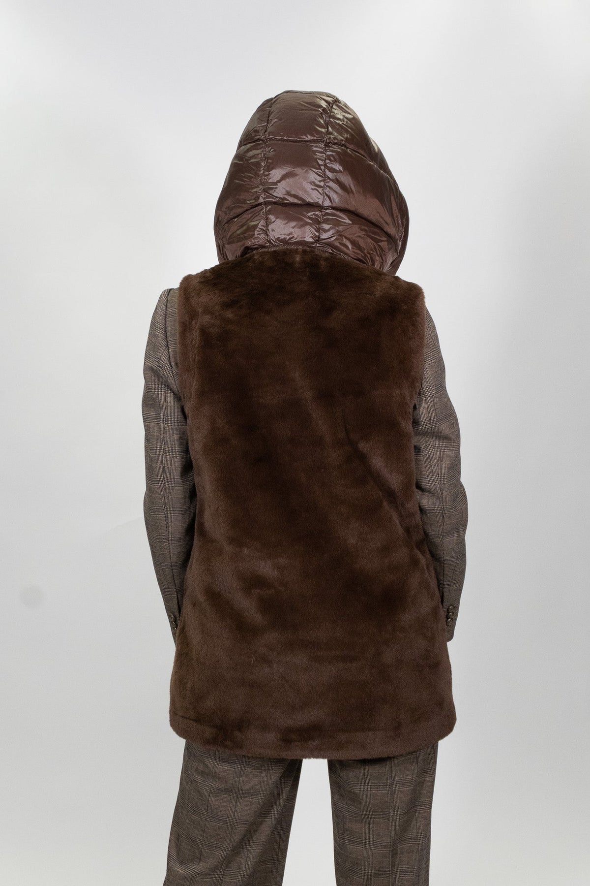 Yes Zee - Gilet con cappuccio in ecopelliccia - Donna - World Fashion