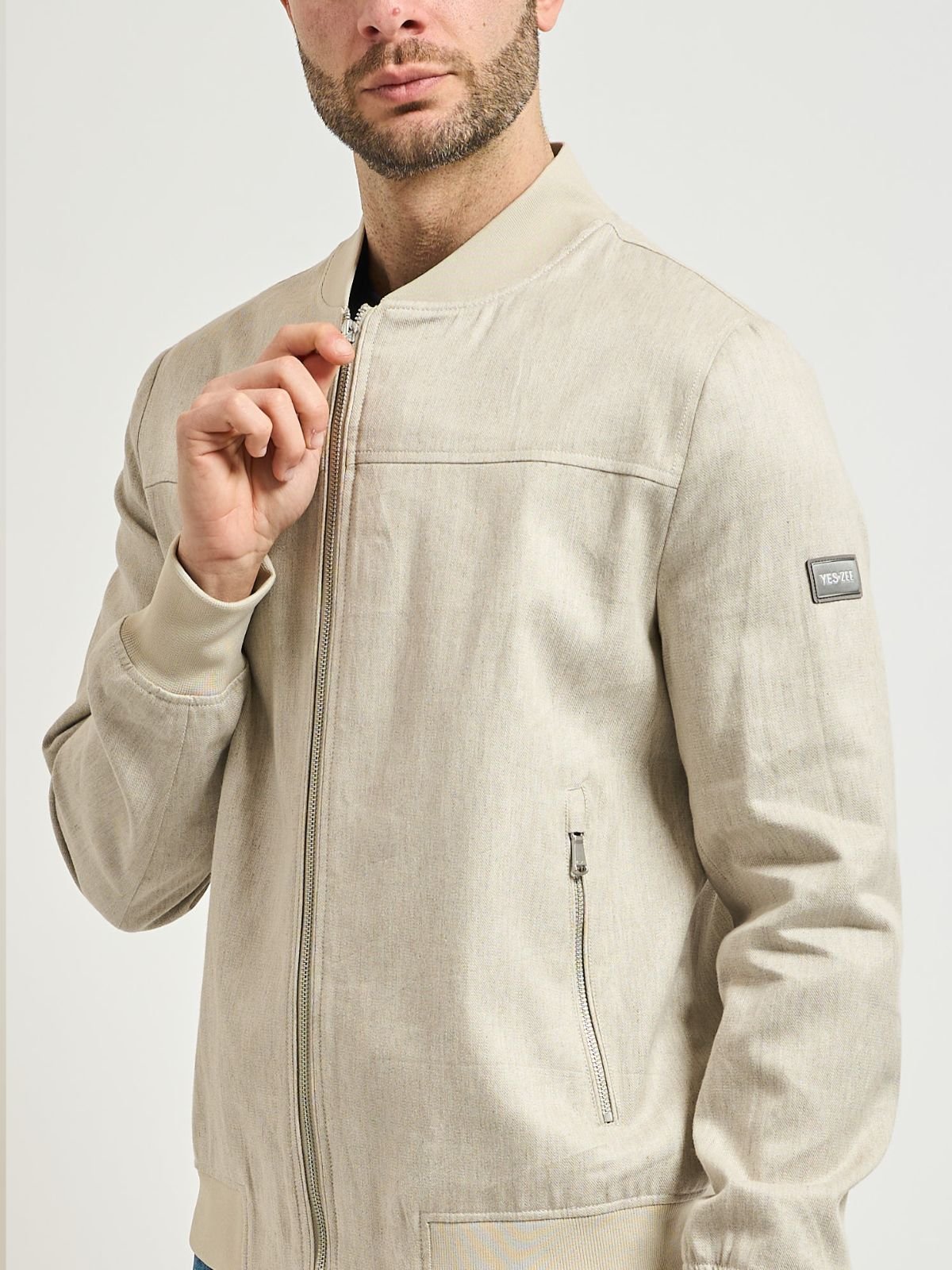 Yes Zee - Giubbino Tipo Bomber In Misto Lino - Uomo - World Fashion