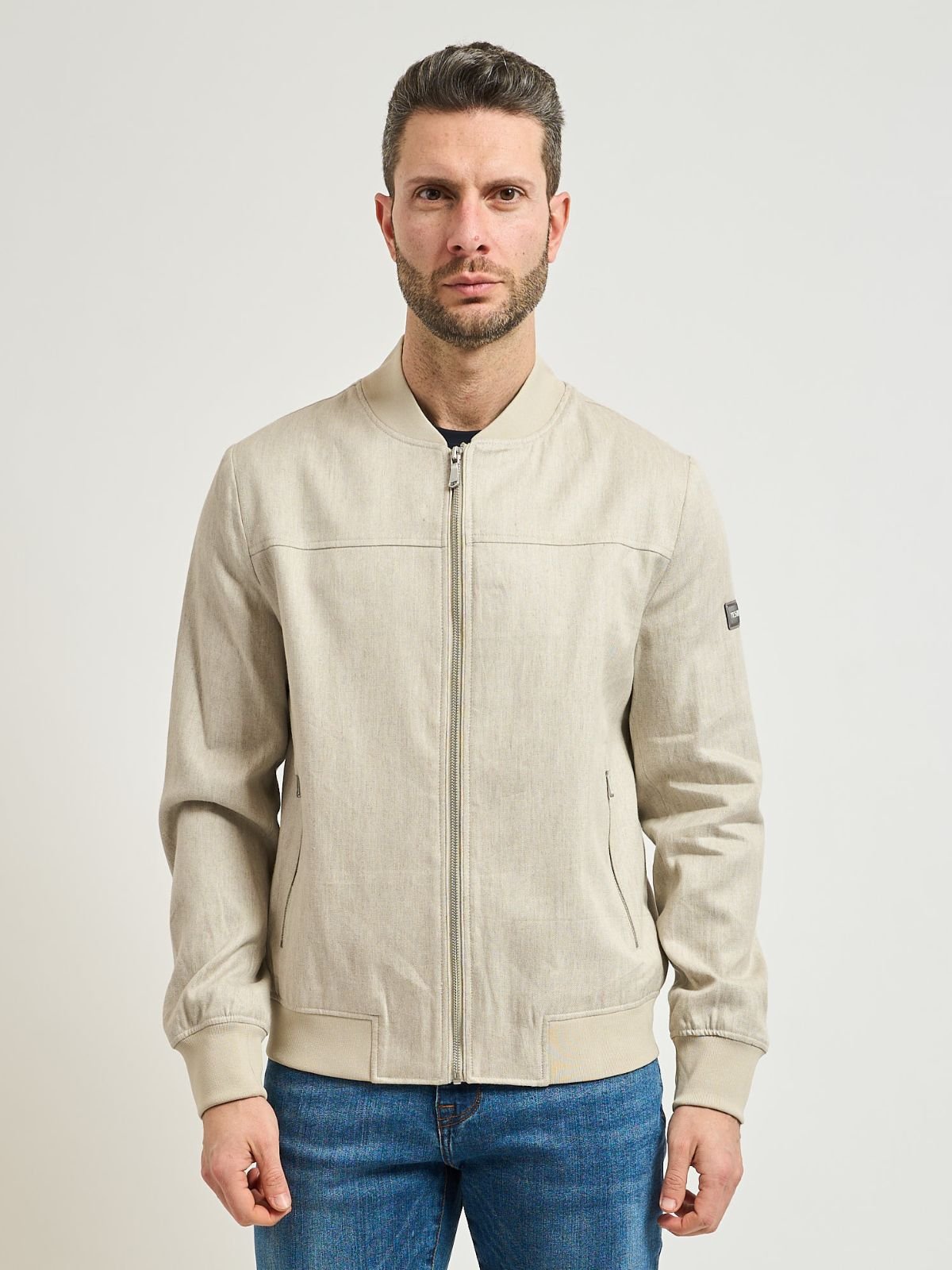 Yes Zee - Giubbino Tipo Bomber In Misto Lino - Uomo - World Fashion