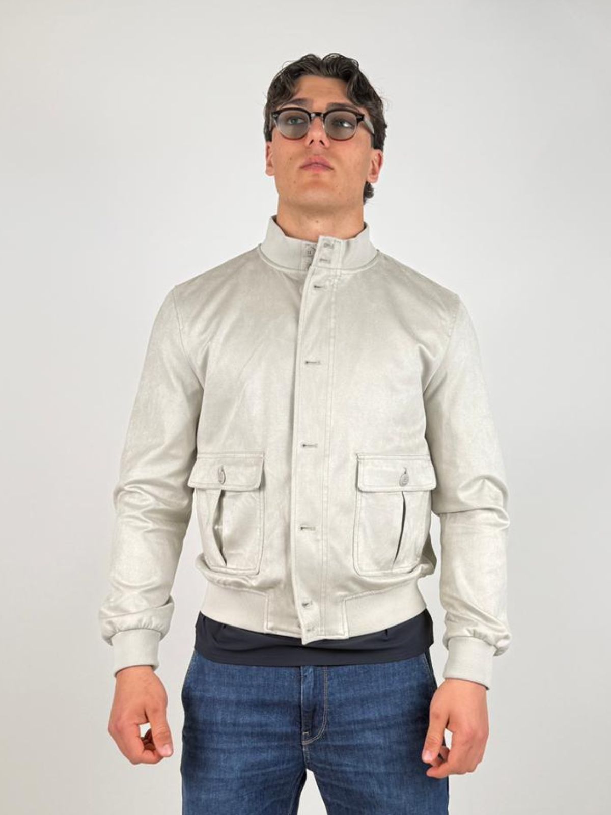 Yes Zee - Giubbino Tipo Bomber In Tessuto Soft - Touch - Uomo - World Fashion