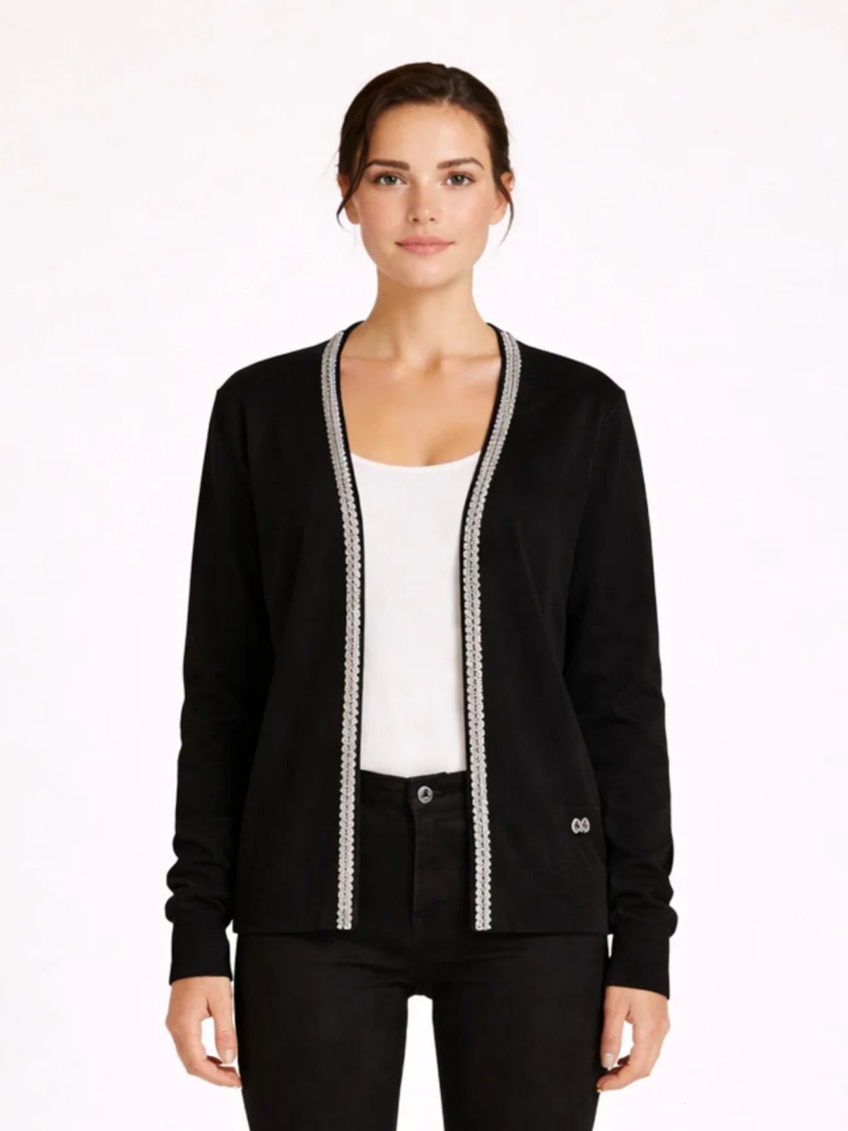 Yes Zee - Maglia Cardigan Con Applicazioni Gioello - Donna - World Fashion