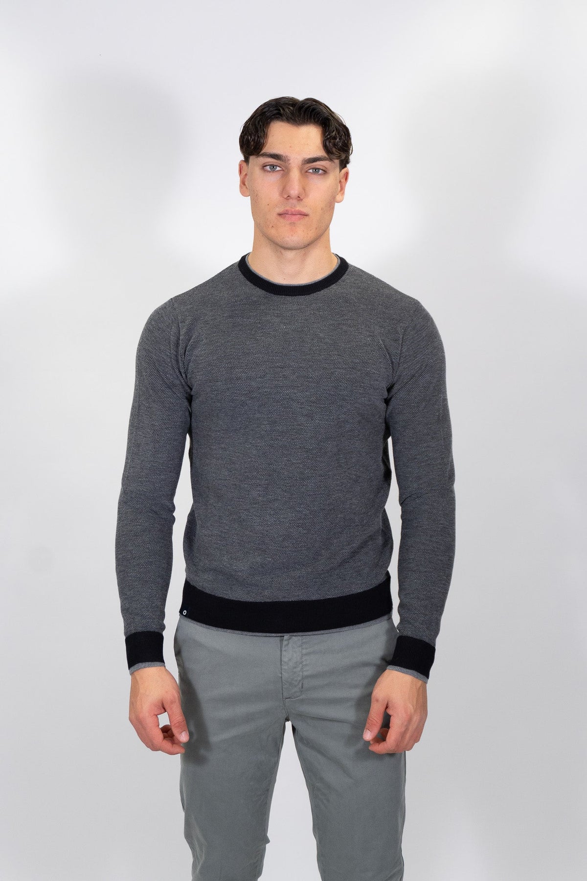 Yes Zee - Maglia girocollo doppia rib - Uomo - World Fashion