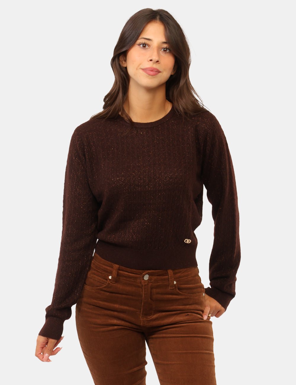 Yes Zee - Maglia Girocollo, Traforata Con Lurex - Donna - World Fashion