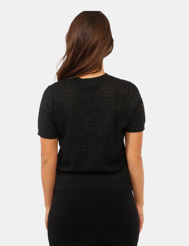 Yes Zee - Maglia Girocollo, Traforata Con Lurex,M/C - Donna - World Fashion