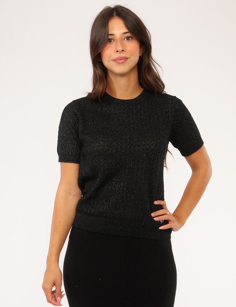 Yes Zee - Maglia Girocollo, Traforata Con Lurex,M/C - Donna - World Fashion