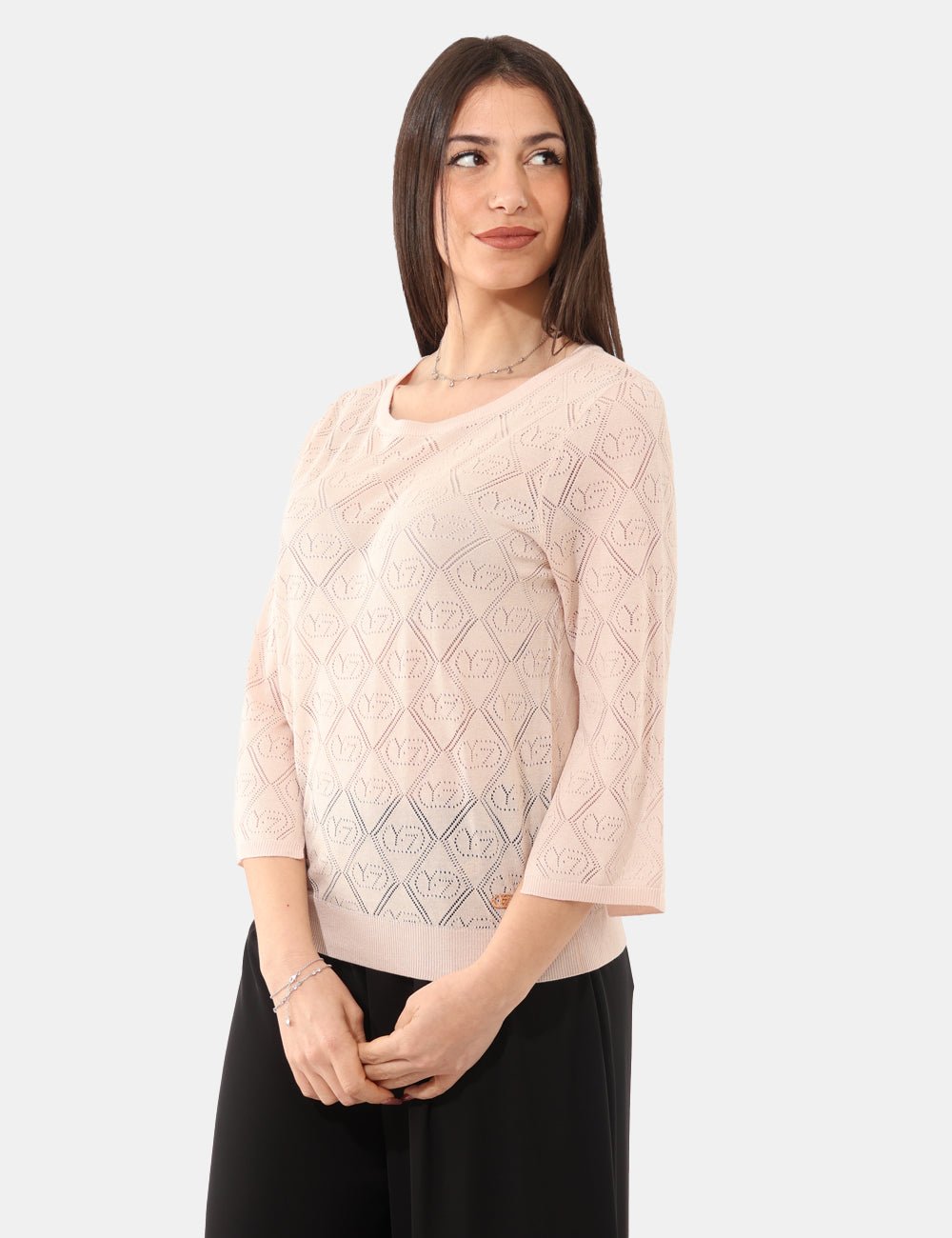 Yes Zee - Maglia Scollo Barchetta, Spacchi Manica - Donna - World Fashion