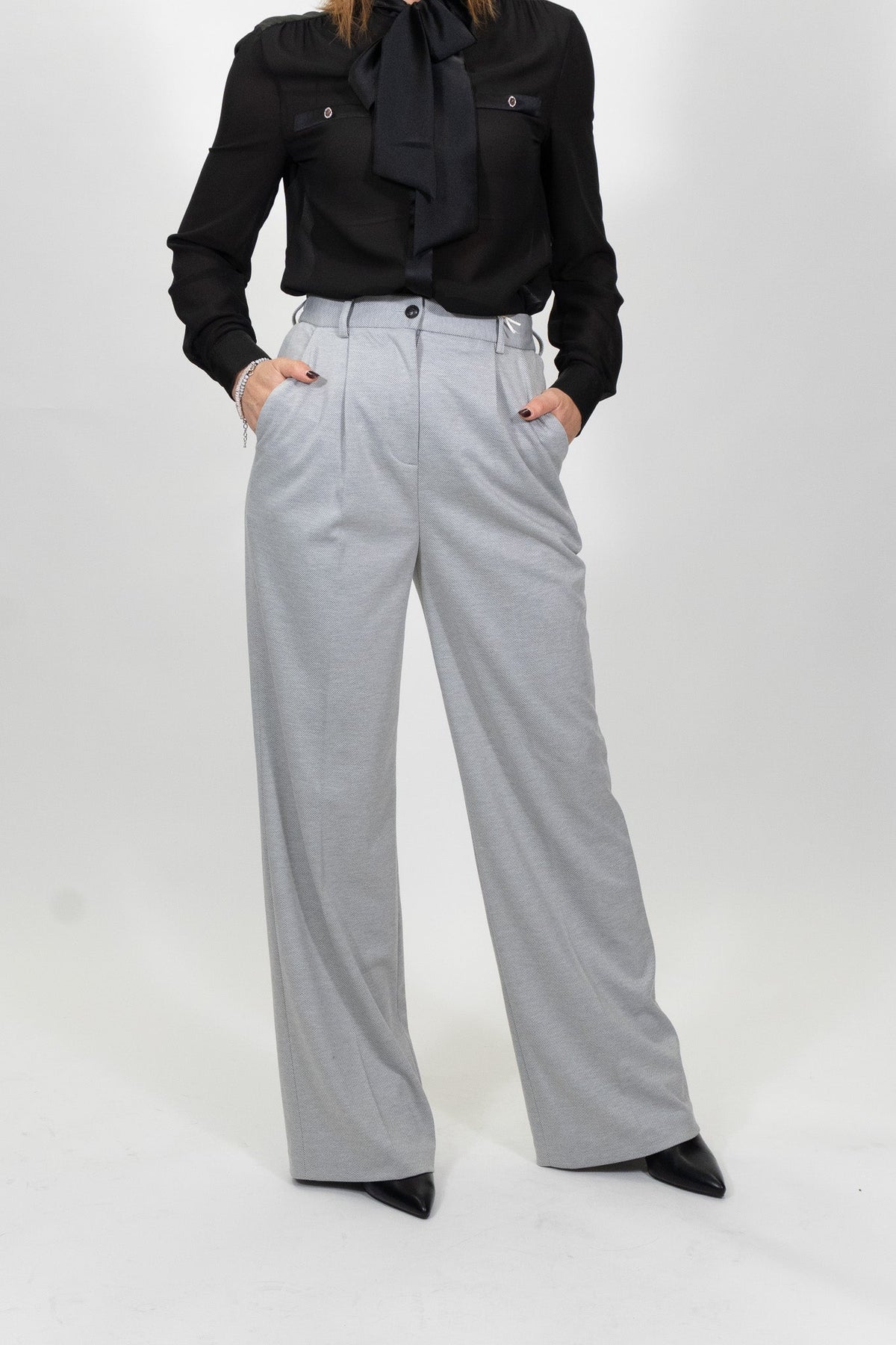 Yes Zee - Pantalone Palazzo Con Elastico In Vita - Donna - World Fashion