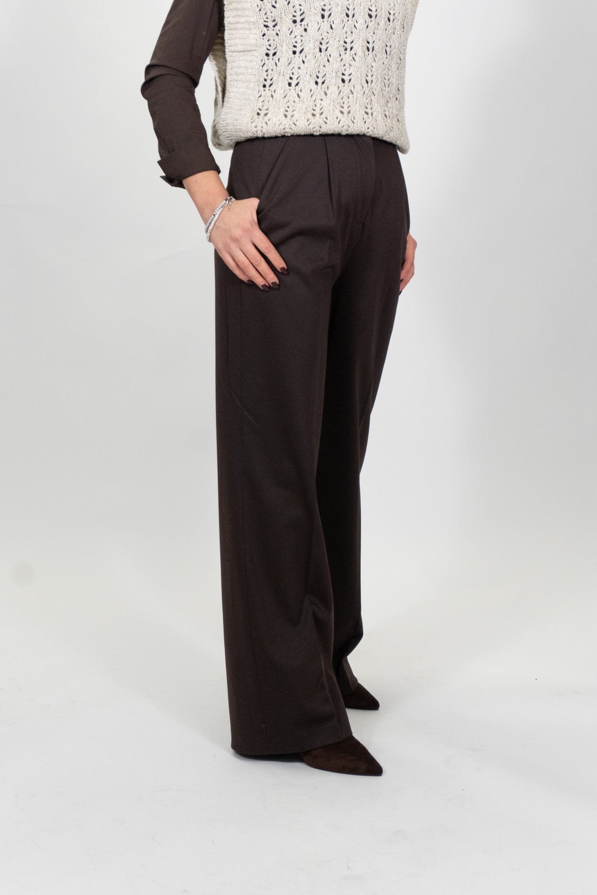 Yes Zee - Pantalone Palazzo Con Elastico In Vita - Donna - World Fashion