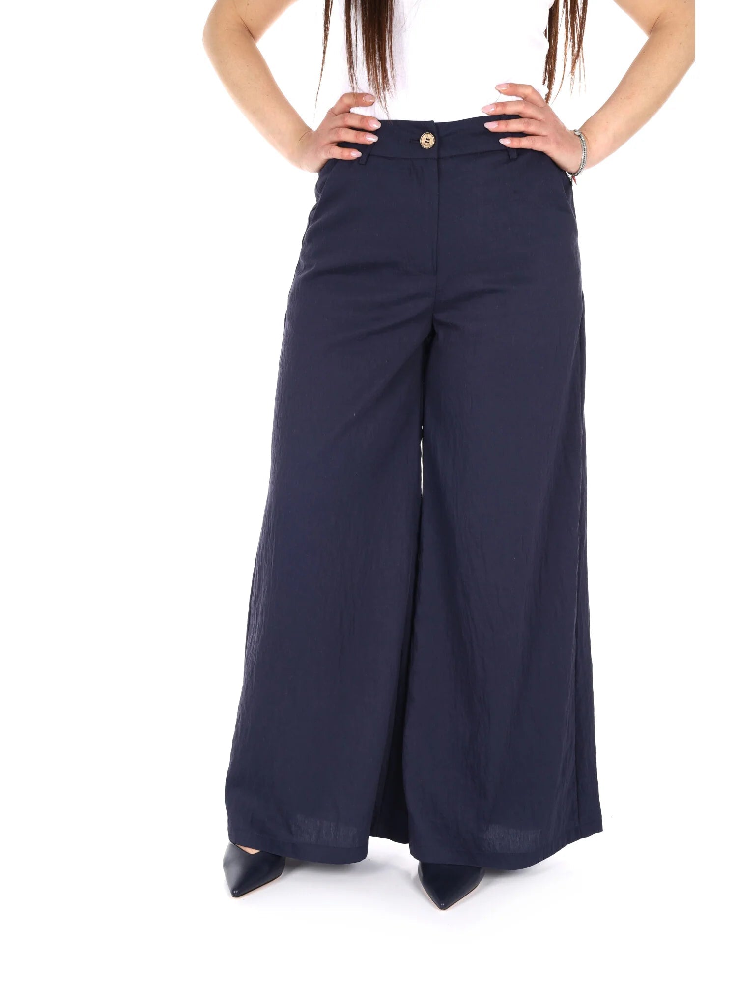 Yes Zee - Pantaloni a palazzo in misto viscosa - Donna - World Fashion