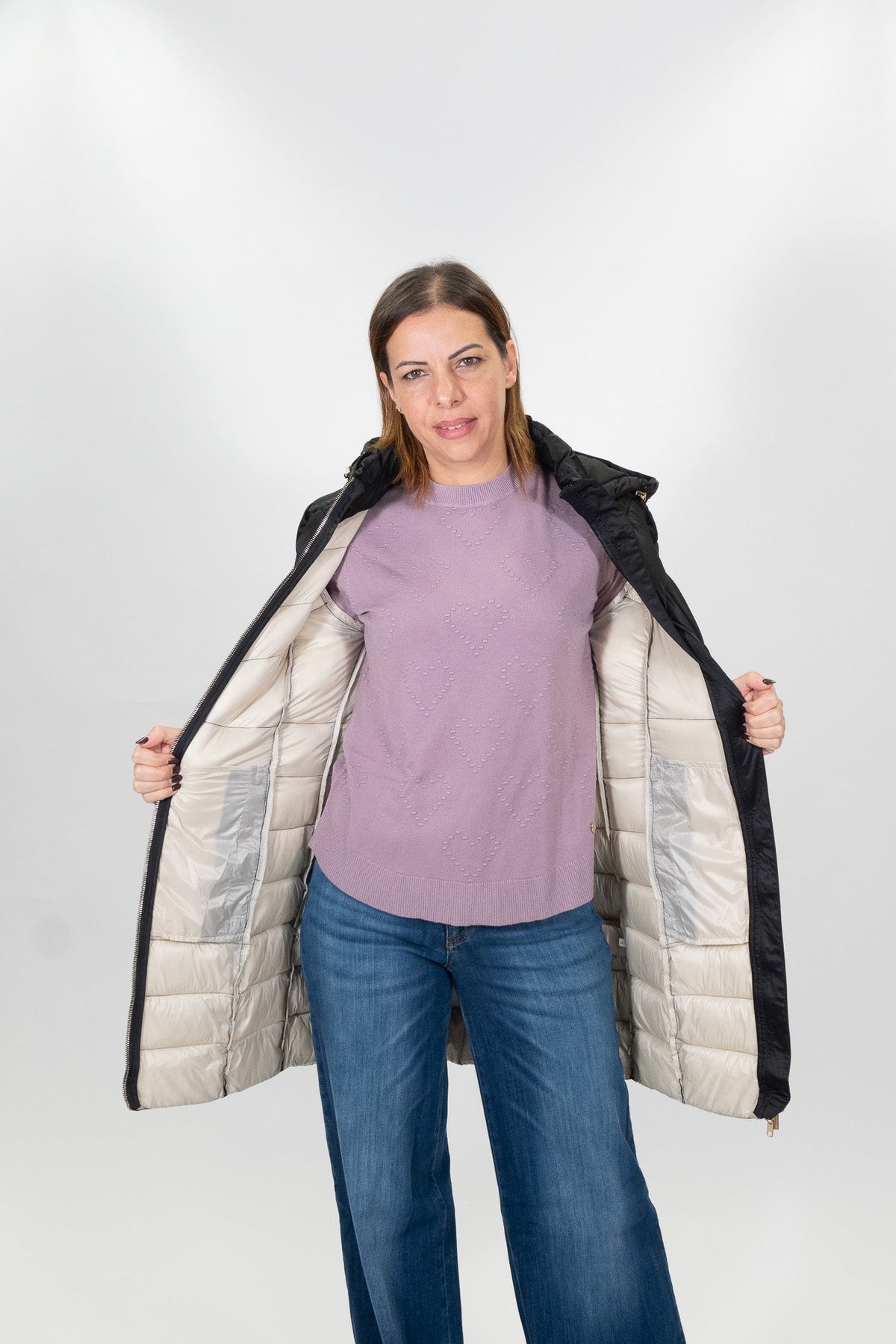 Yes Zee - Piumino Trapuntato Con Cappuccio Staccab - Donna - World Fashion