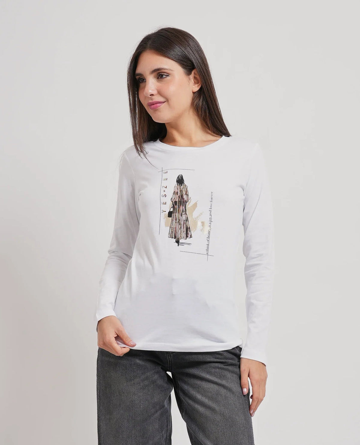 Yes Zee - T-Shirt Aderente, Girocollo, M/L - Donna - World Fashion