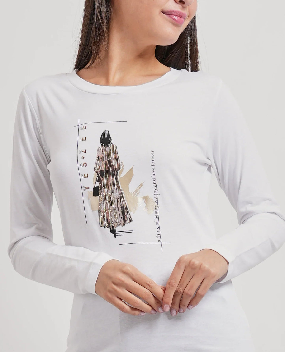 Yes Zee - T-Shirt Aderente, Girocollo, M/L - Donna - World Fashion