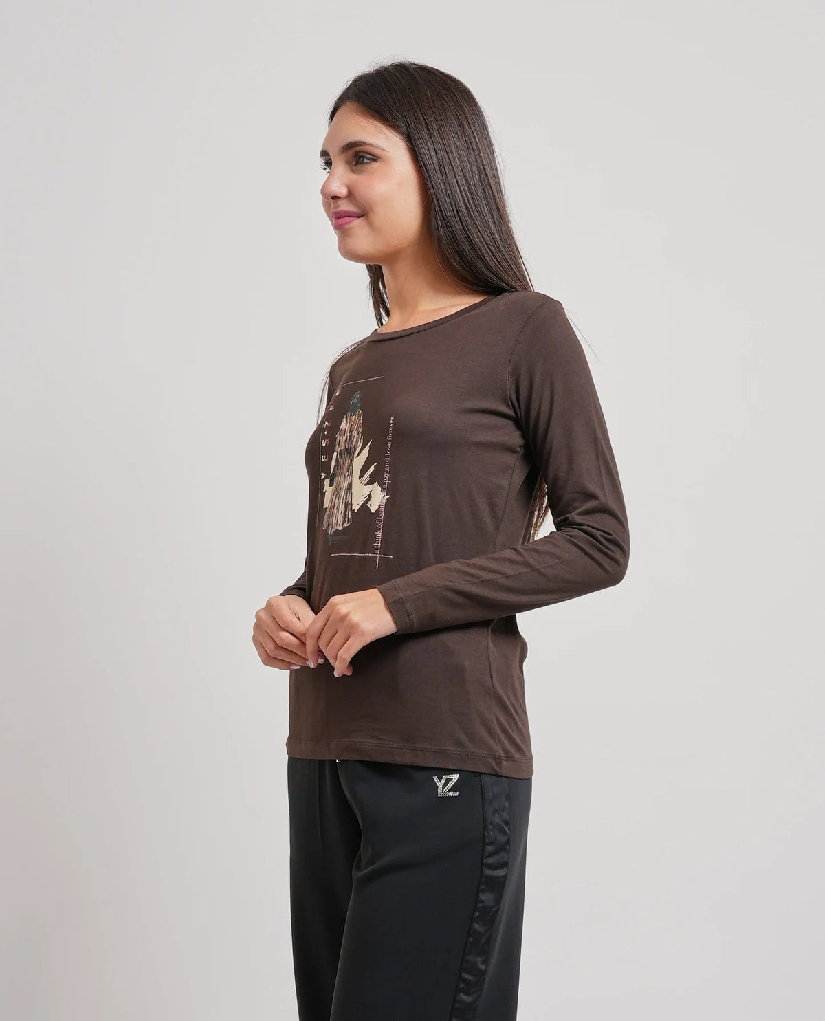 Yes Zee - T-Shirt Aderente, Girocollo, M/L - Donna - World Fashion