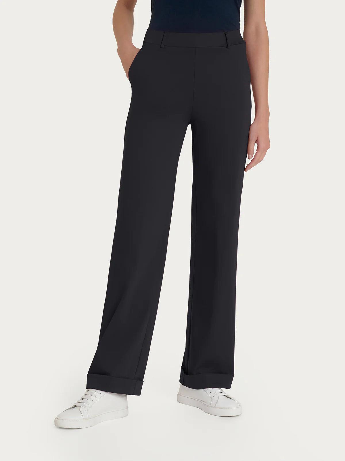 Pantalone dritto con tasche e risvolto in Satin Power Donna - Ragno