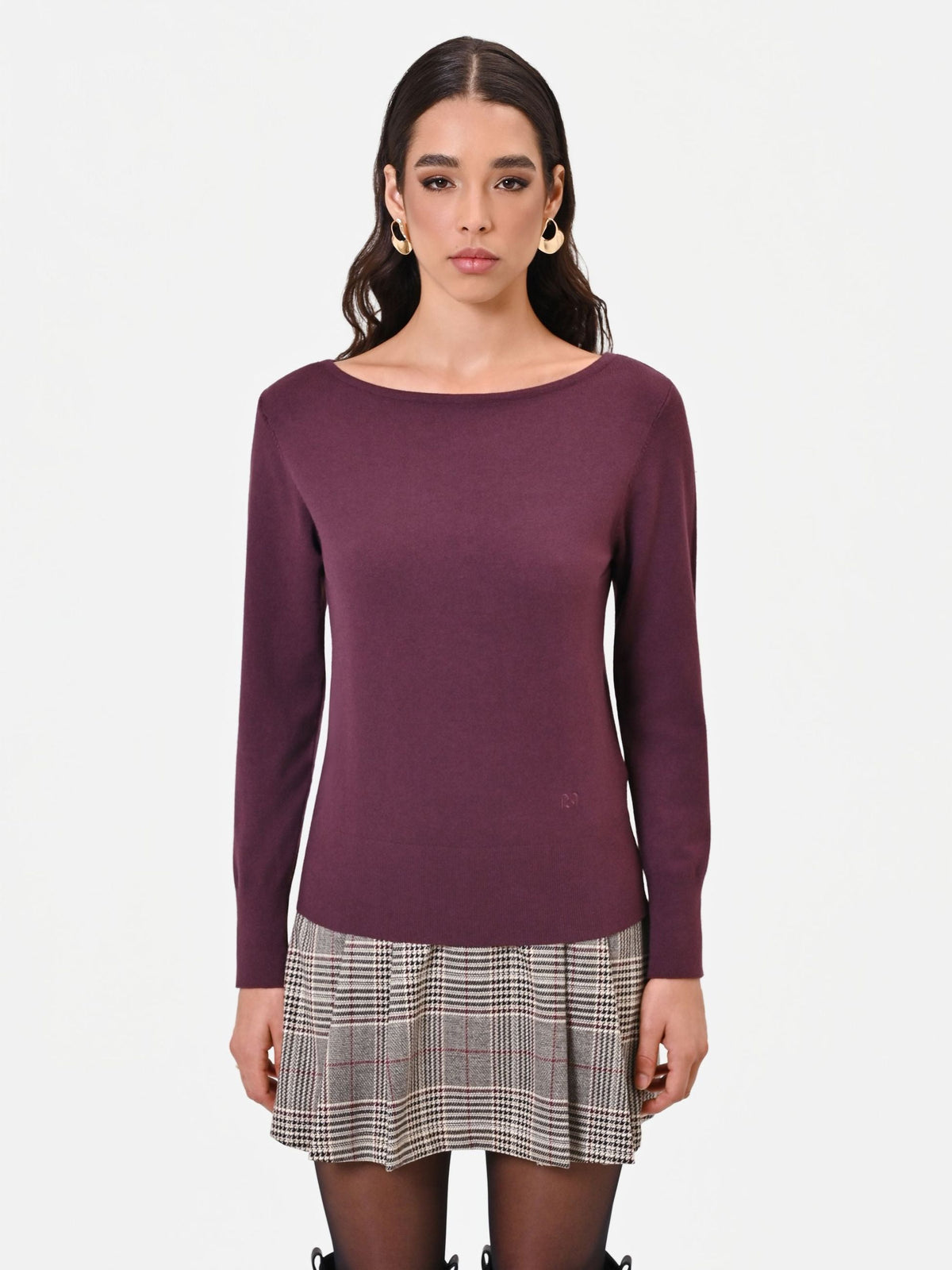 Rinascimento - Maglia scollo a barca in misto viscosa - Donna