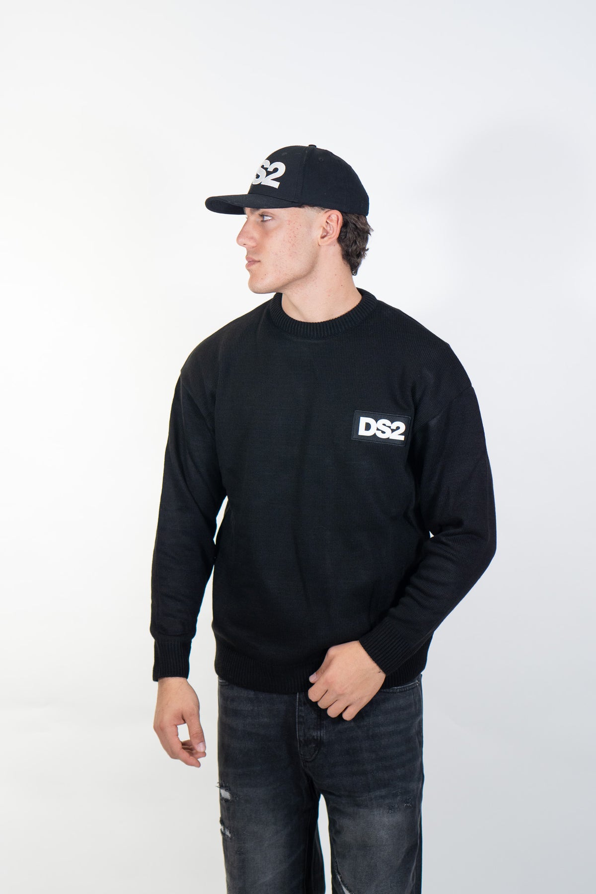 Ds2 - Maglione girocollo con logo - Uomo