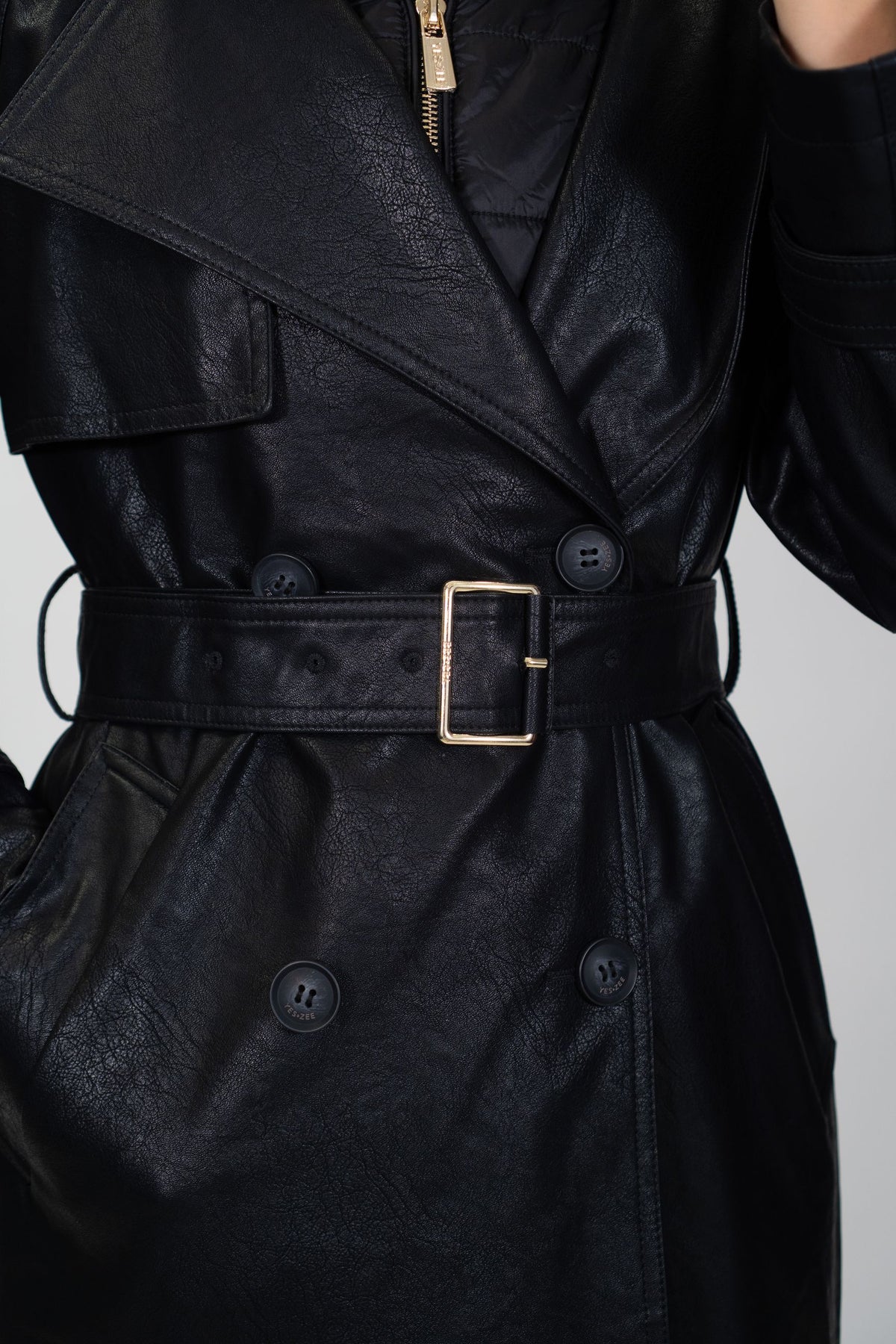 Yes Zee - Trench in tessuto coated con finto gilet rimovibile - Donna